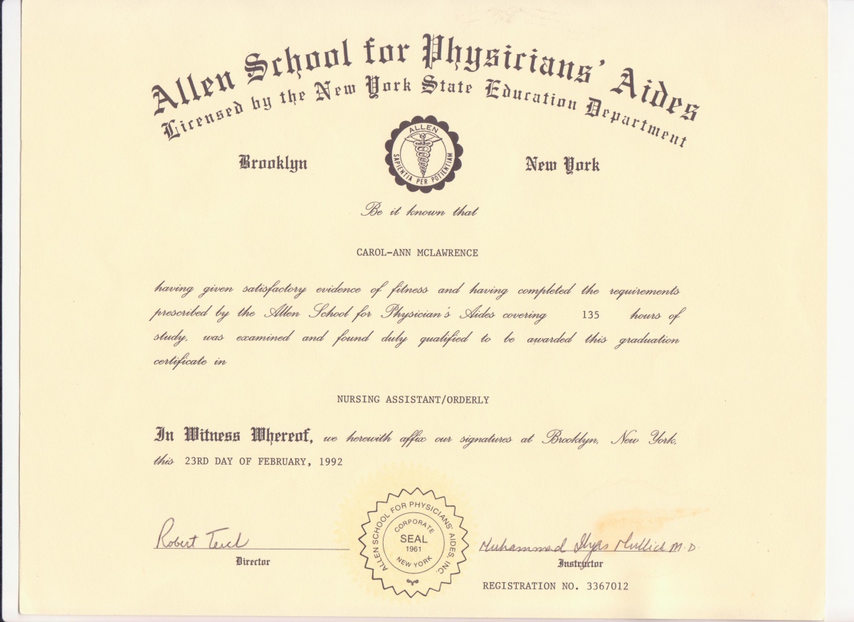 Nursing Associate Degree Certificate