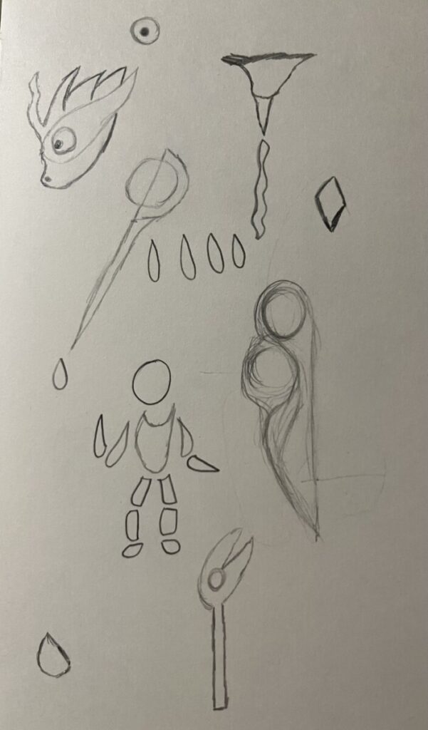 Sketchbook sample 3, Attempts of making staffs and weaponry in a fantasy realm.