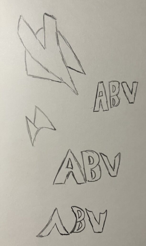 Sketchbook sample 5, Lettering with my initials (A = Anthony, B = Bermejo, V = Vazquez)