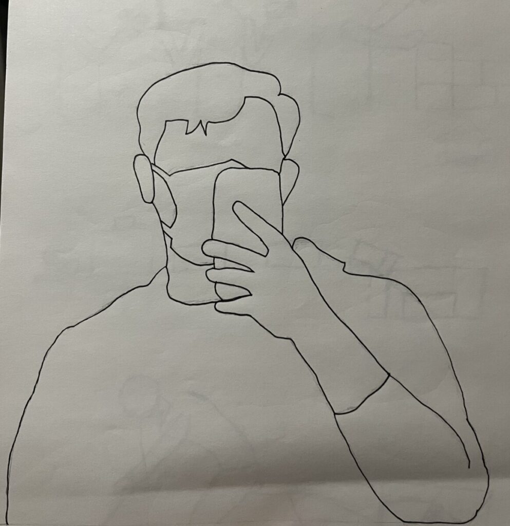 Line art of a selfie I traced over for a class assignment.