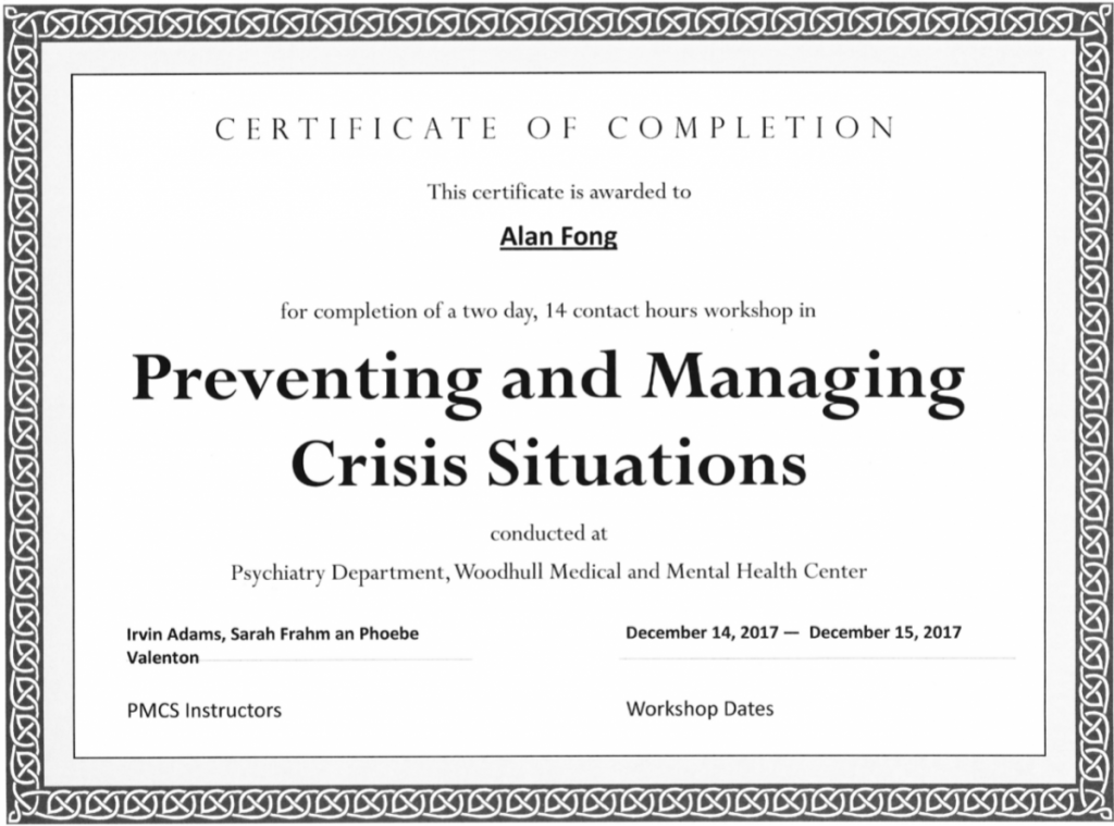 Two day training in Preventing and Managing Crisis Situations