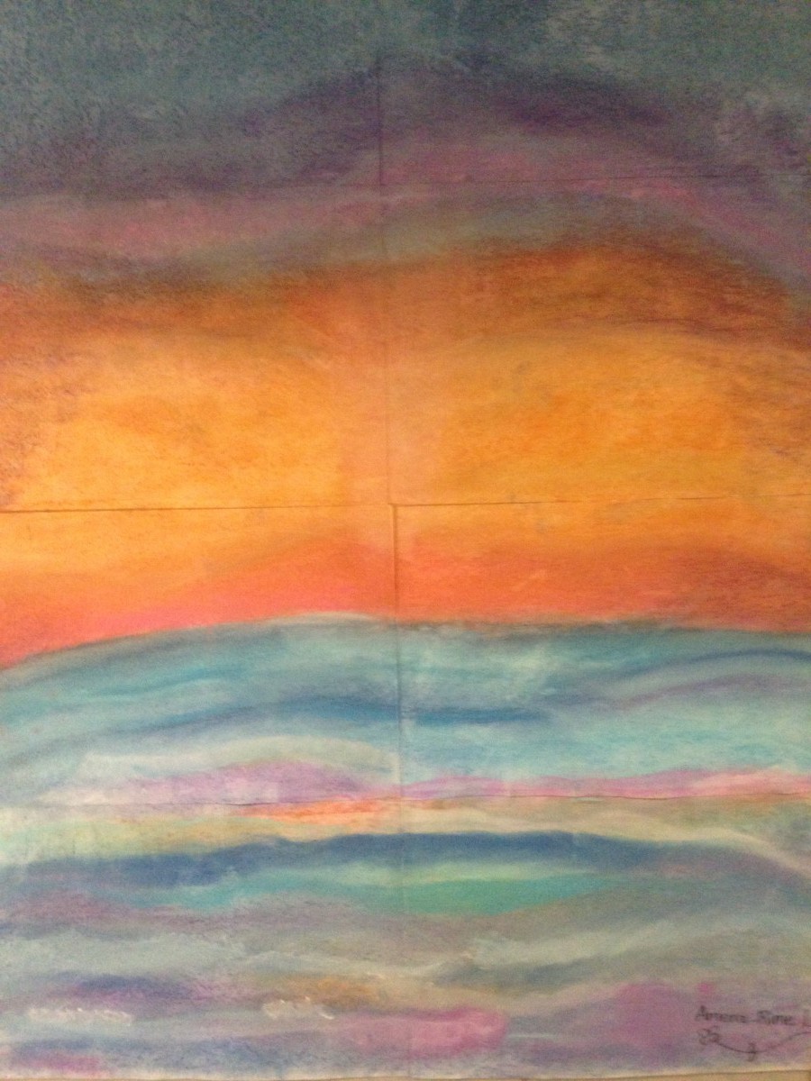 Landscape drawing made with chalk pastel 