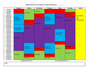 Tatiana's Schedule