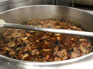 This Is The Large Stock Pot To Which We Added Our Bones. This Large Stock Pot Is Located In The Main Kitchen, We Came In Before Culinary 2 Began Service, (Sorry Culinary 2)