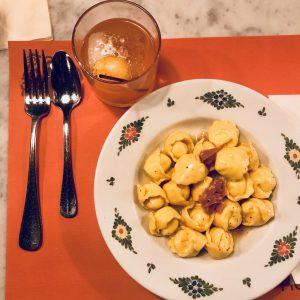 Pisco cocktail and Truffle Ravioli