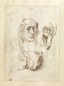 Durer, Self Portrait with Hand Up