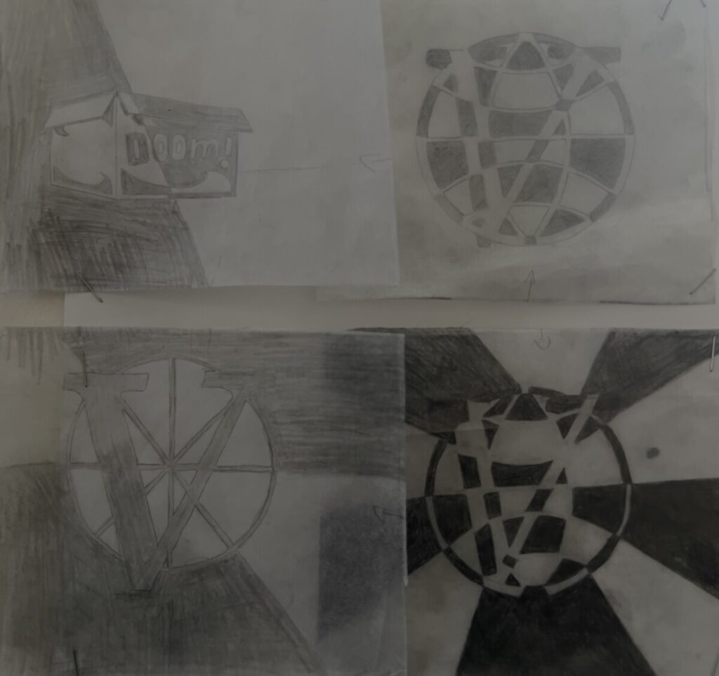 4 sketches - I didn't refine them as I already had an idea of what I wanted for my final