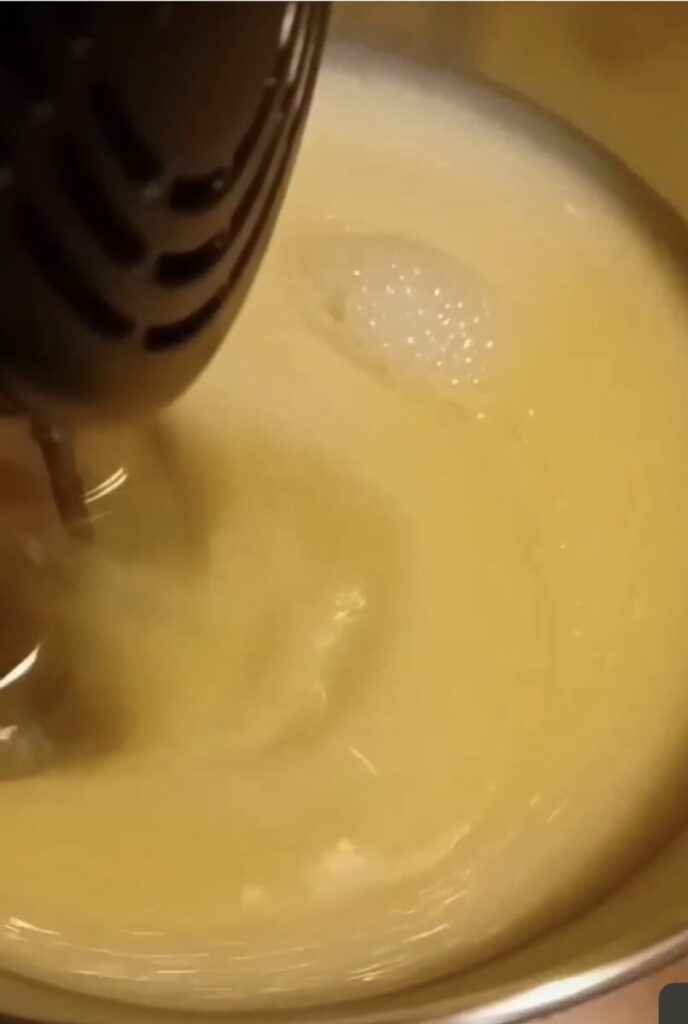 whipping together the Mixture of ingredients for natural hair products