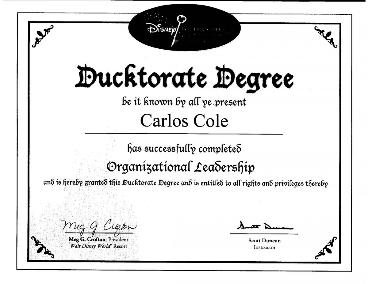 Certificate of Completion - Organizational Leadership