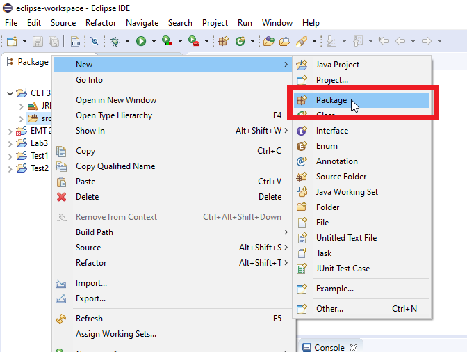 How to Create a Package in Eclipse CET 3640