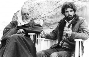 Alec Guinness and George Lucas on the of Star Wars (1977)