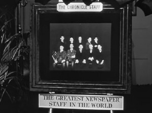 Photograph of The Chronicle reporters in Citizen Kane