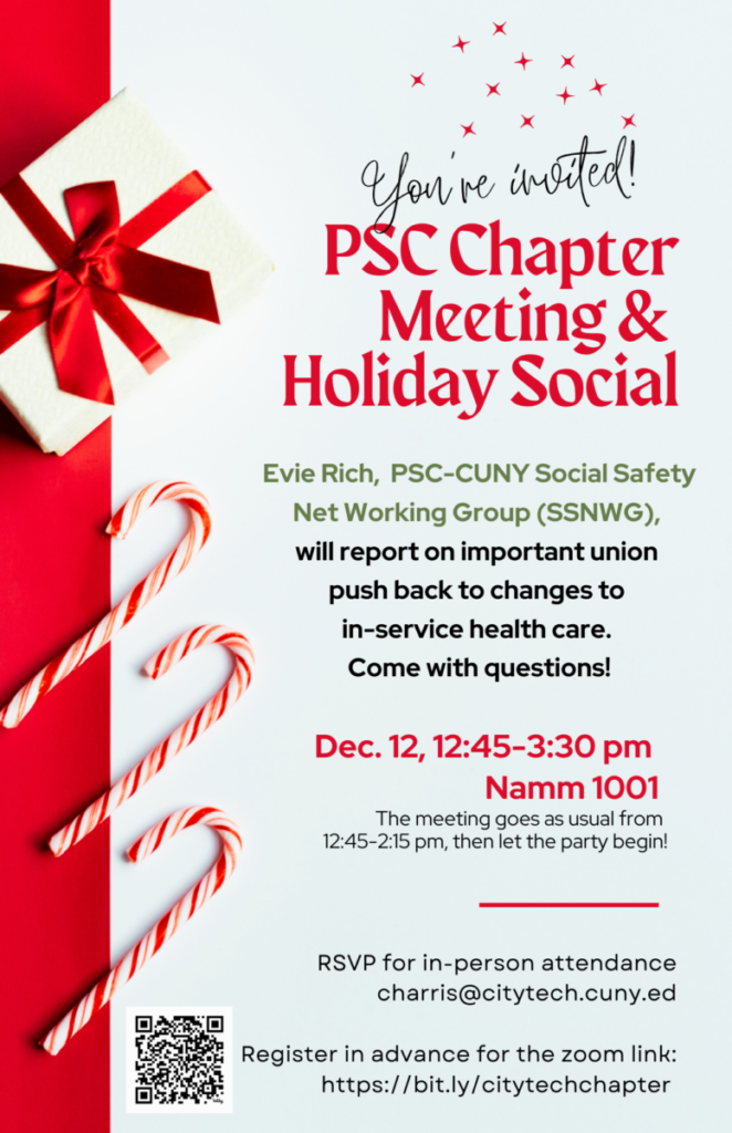 Poster with gift box announcing PSC Chapter meeting on Dec 12, 2024