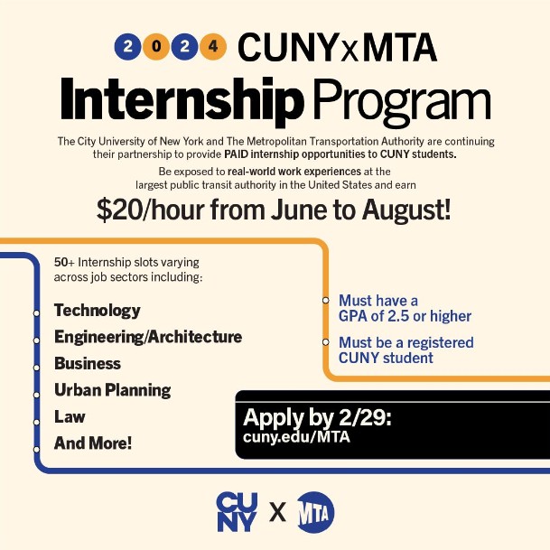Job Opportunity MTA Summer Internships CMCE Career