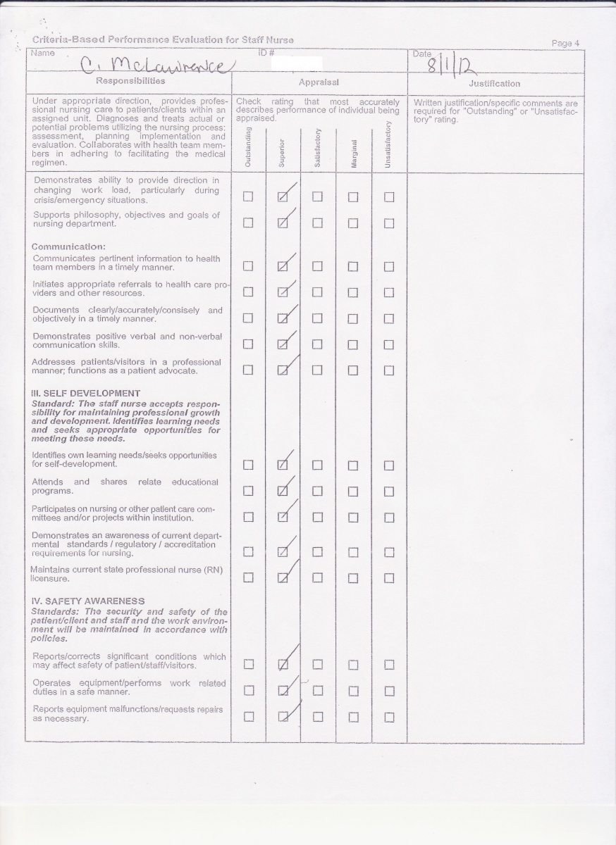 Copies of Work Evaluation Carolann Mclawrence s ePortfolio