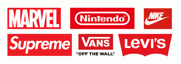 famous logos in a red box