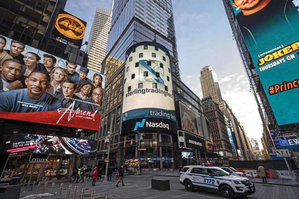 Times Square Billboard Photography at Nasdaq Closing Bell by Ben Hider