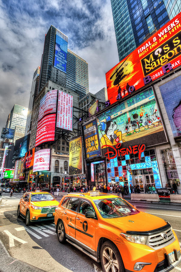 New York Taxis Times Square Photograph by David Pyatt - Fine Art America