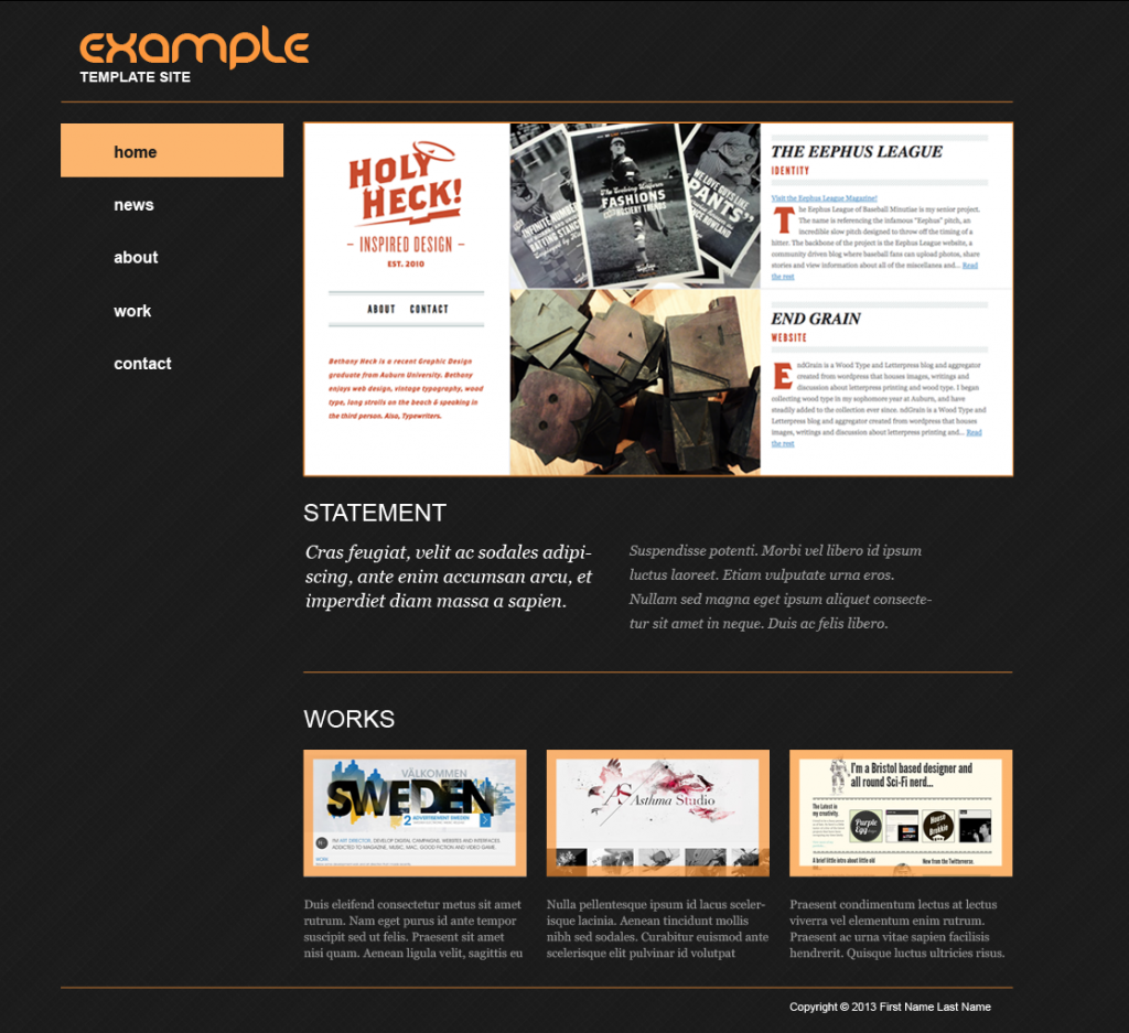 Example of a Layout/Design of a Webpage