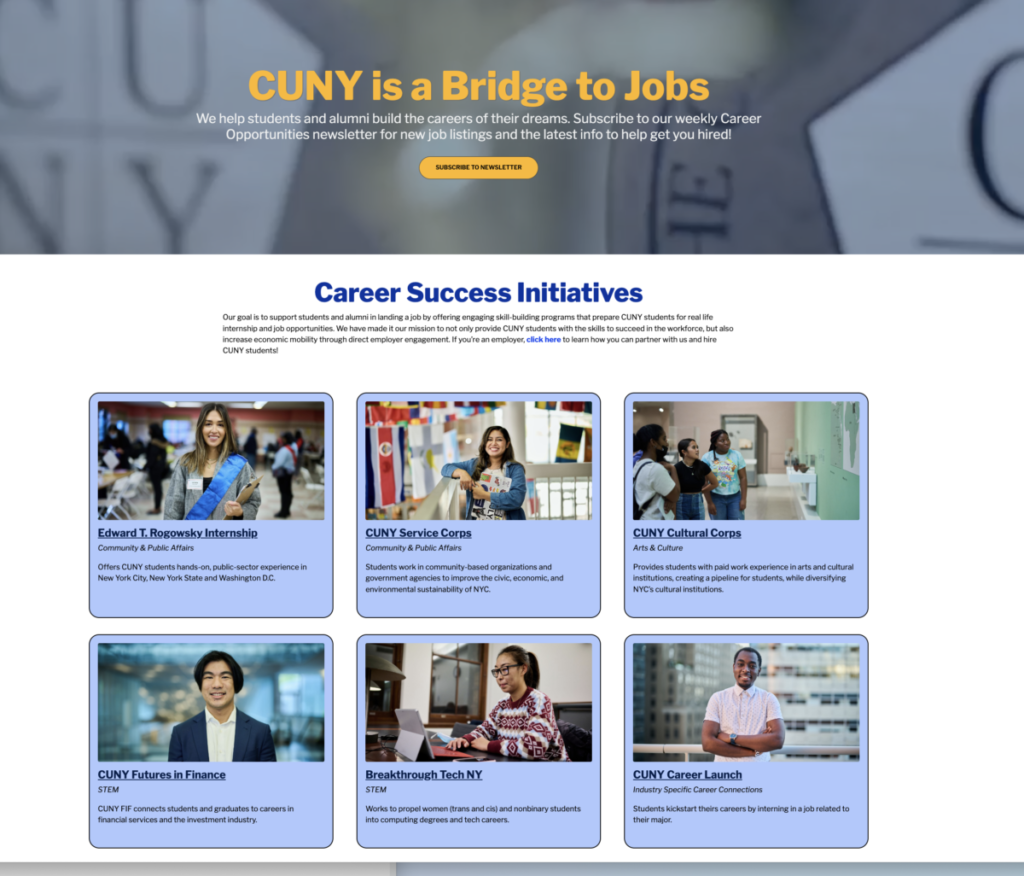 Home page of CUNY Career Success Website