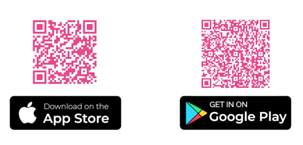 QR codes to dowload Membit app for App Store and Google Play