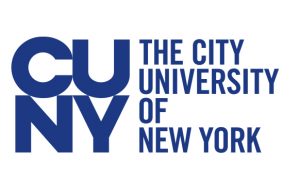 Logo of CUNY The City University of New York where the text is in blue and all in capital letters.