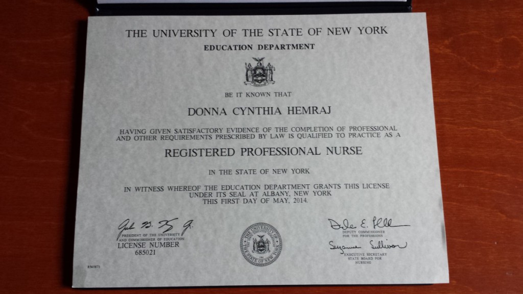 State Board of Nursing Certificate Donna Hemraj's ePortfolio