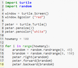 Python code for the Turtle Blast program.