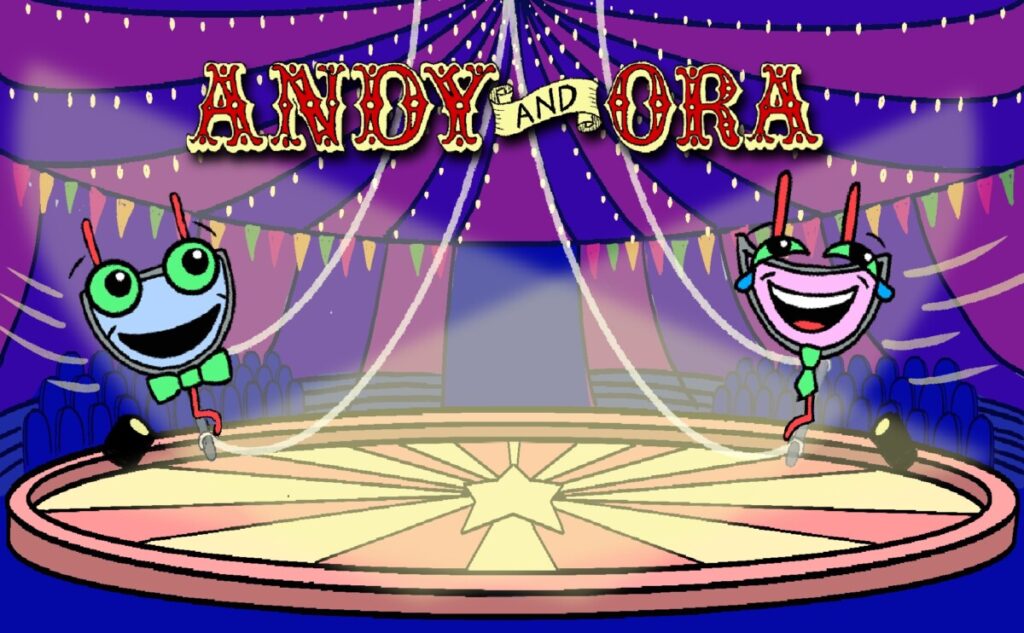 Title slide: "Andy and Ora" with the AND gate and the OR gate as trapeze artists