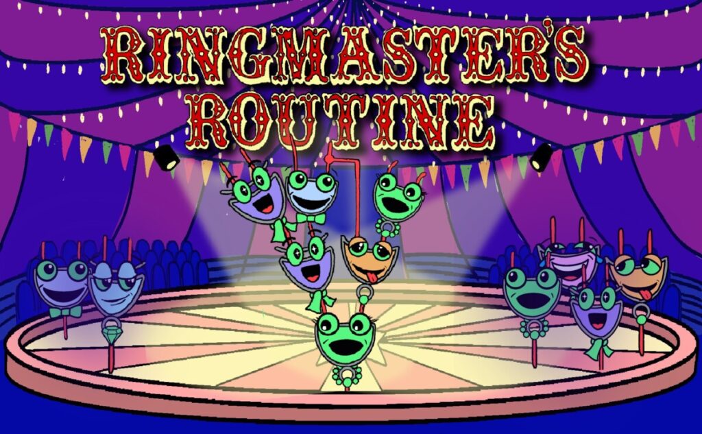 Title slide: "Ringmaster's Routine" showing some gates stacked on top of one another and other gates looking on