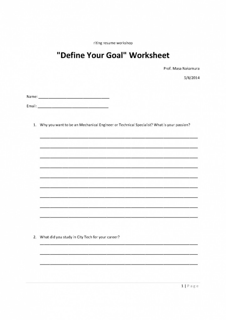 1 Define your goal Worksheet