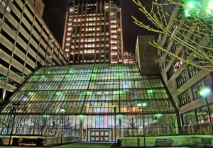 Night Time Shot Of City Tech Atrium Building