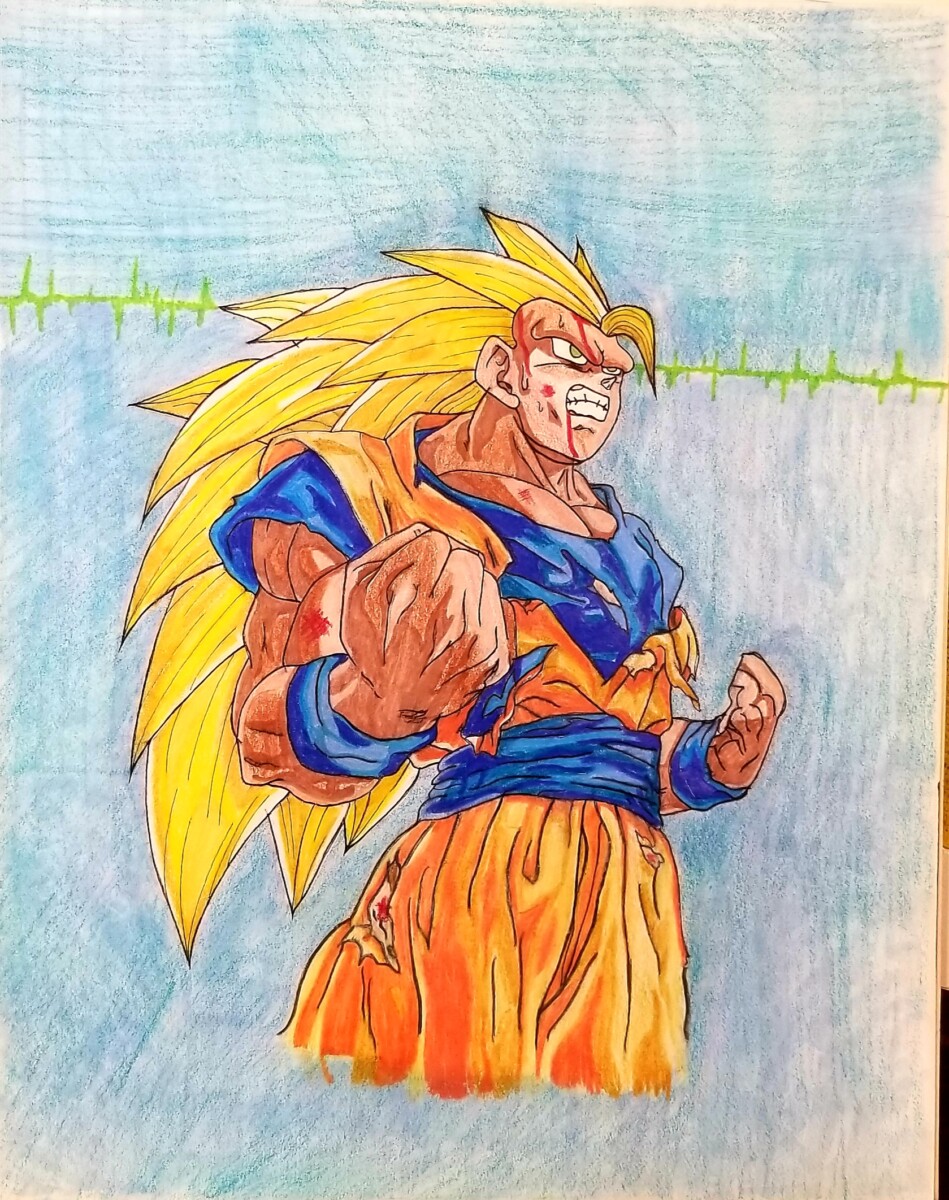 Pencil Color Sketch Of Goku - Desi Painters