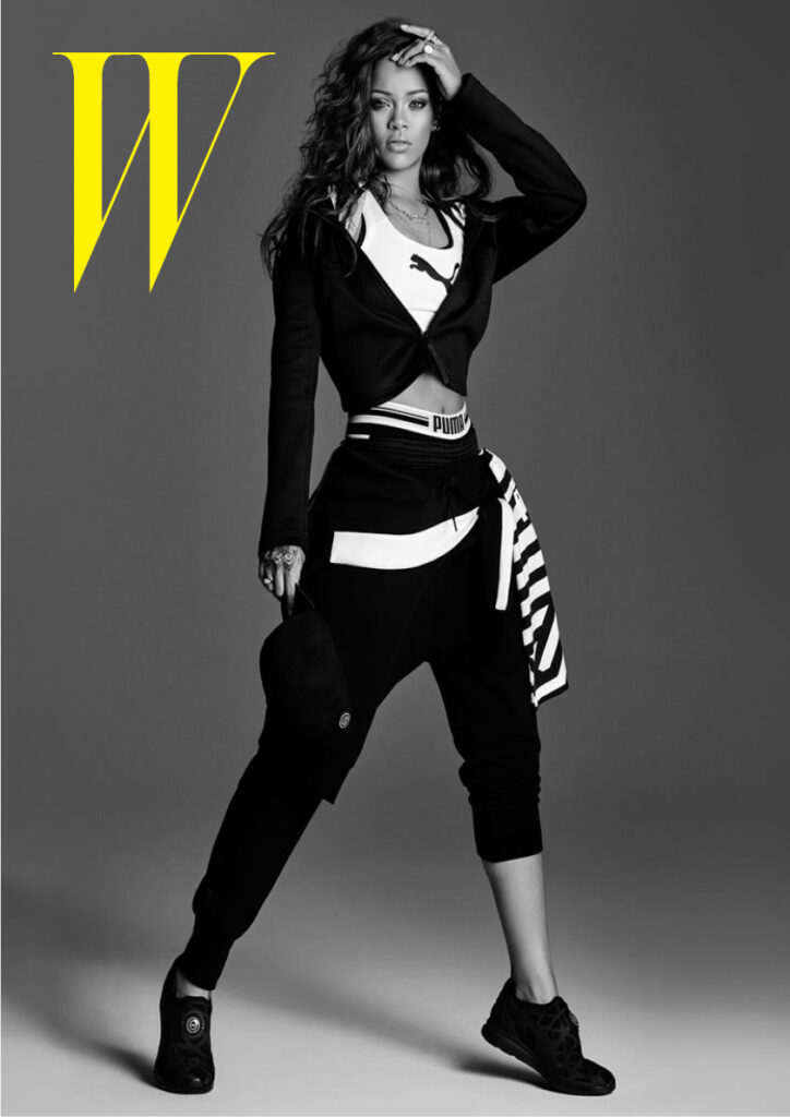 Picture with the "W" magazine logo.