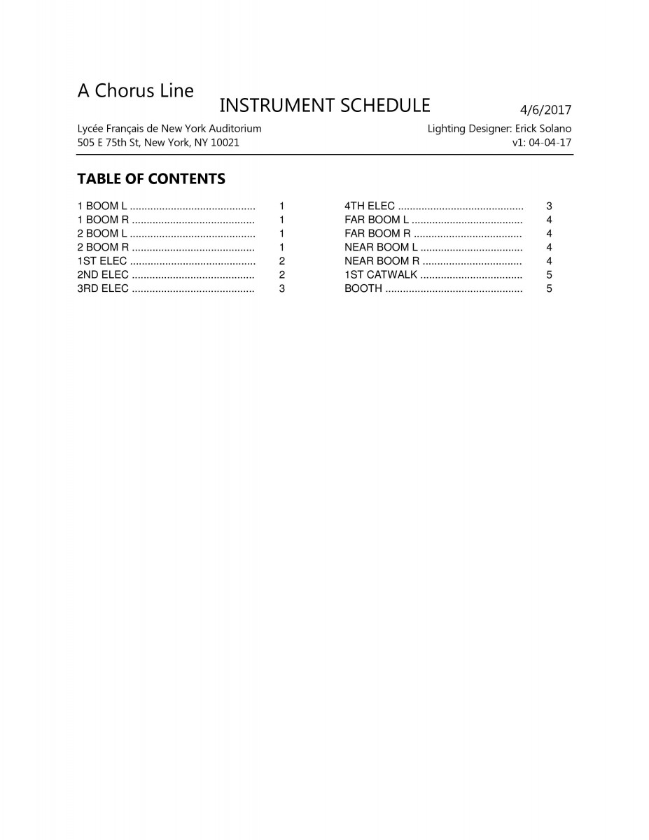 create instrument schedule in lightwright