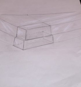 Boxes sitting on top of each other / 2 Point Perspective with Vanishing Lines