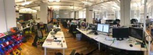 The big office where Alexapath shares a workspace with other companies in a building in brooklyn