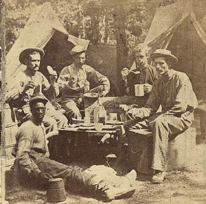 Union soldiers cooking dinner in camp, Army of the Potomac, 1861-1865