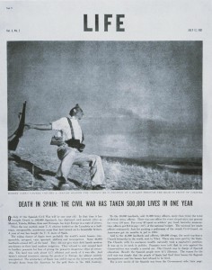 Robert Capa, Death of a Loyalist Soldier, 1936, published in Life Magazine, 1937