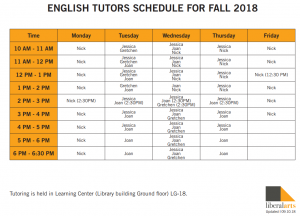 Learning Center Schedule