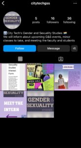 A screenshot of the City Tech Gender and Sexuality Instagram page