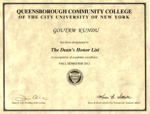 The Dean's Honor List Certificate