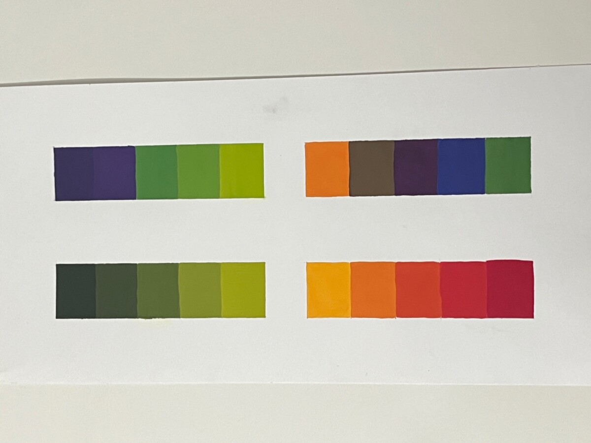 A group of colors on a white surfaceDescription automatically generated