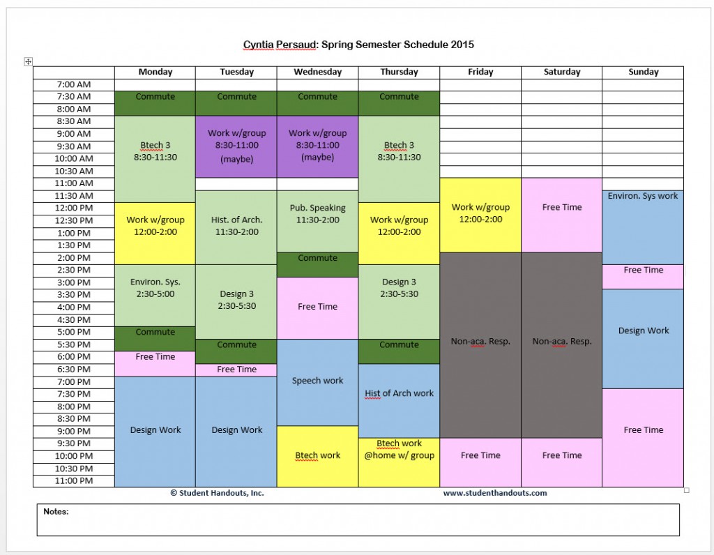 02. Group Member Schedules | Group II – ARCH 2330 – Spring 2015