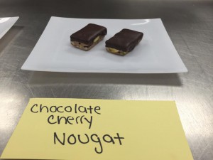 Plating the Chocolate Cherry Nougat
