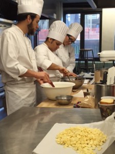 Team A: Philipe, Jennette and Annalise working on their Gingerbread Truffles. 
