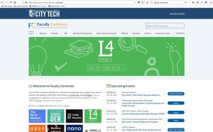 Screenshot of Faculty Commons landing page.