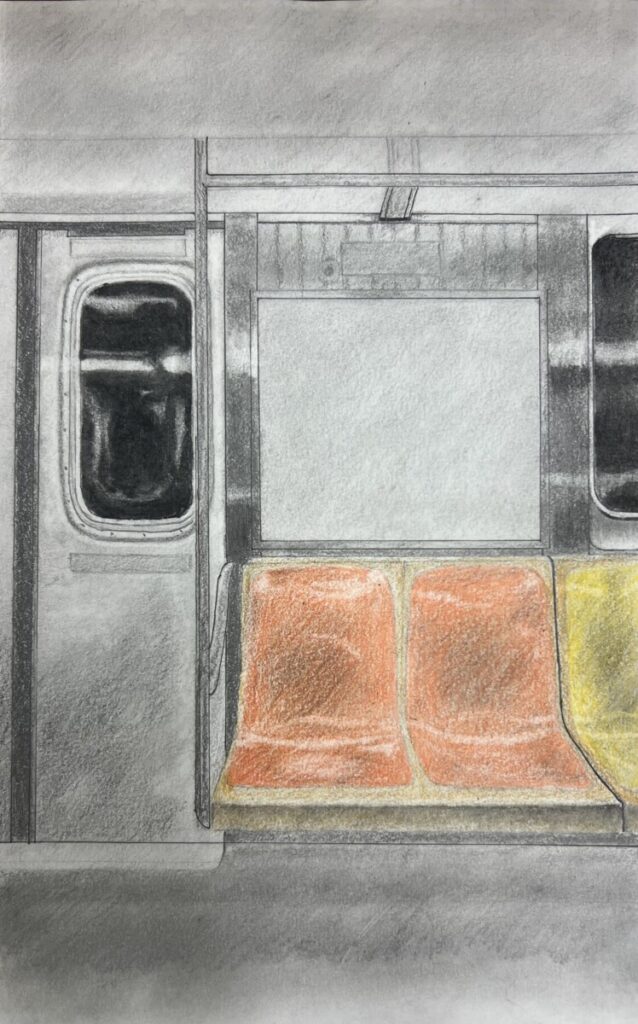 Drawing of 6 train interior.