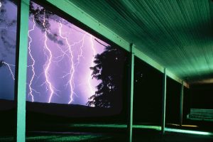 Thunderstorm and lightning bearing down on a ranch in the Sandhills of Nebraska