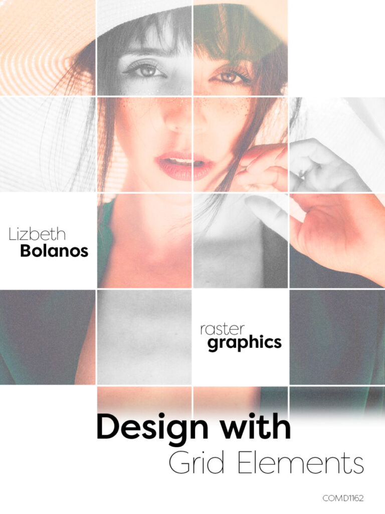 photo of woman, design with grid elements